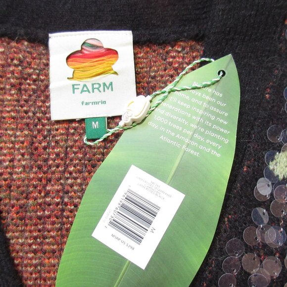 NWT Farm Rio Latin Roses Floral Sequin Knit Cardigan M $298 - Picture 5 of 9